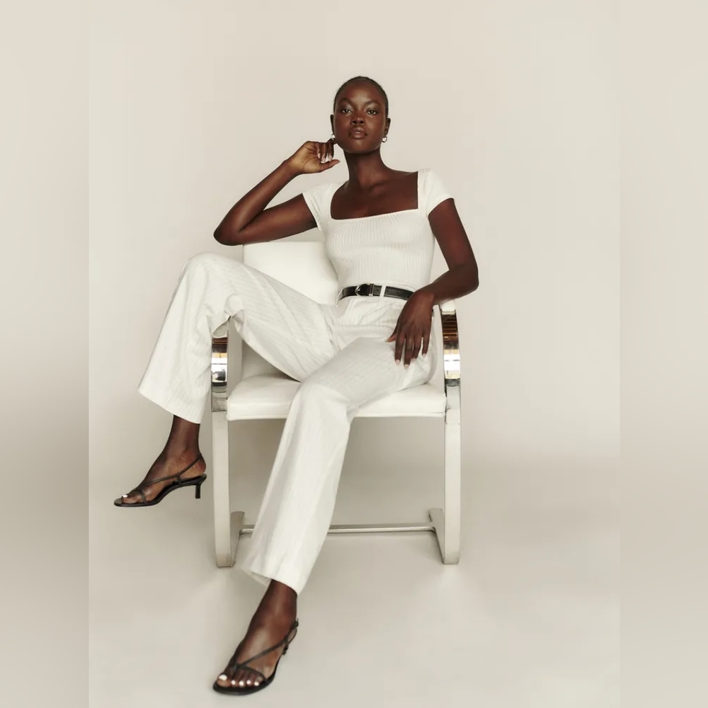 Reformation NWT Oren Pant Size 6P White Stripe